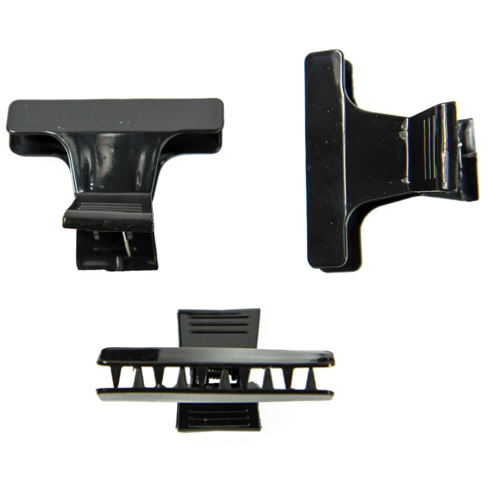 Cleme de par din plastic, negre, 6cm, 12 bucati