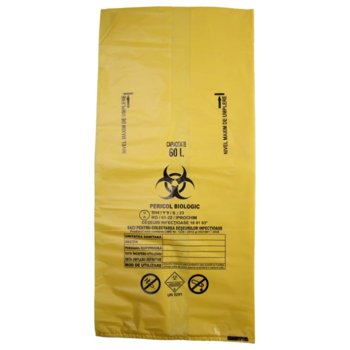 Saci Galbeni BIOHAZARD ADR 60litri 50buc/set