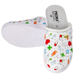 Saboti din piele PRIMA, design medical cu pastilute, marimi 35-40, 1 pereche