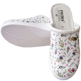 Saboti din piele PRIMA, design pediatric cu desene copii, marimi 35-40, 1 pereche