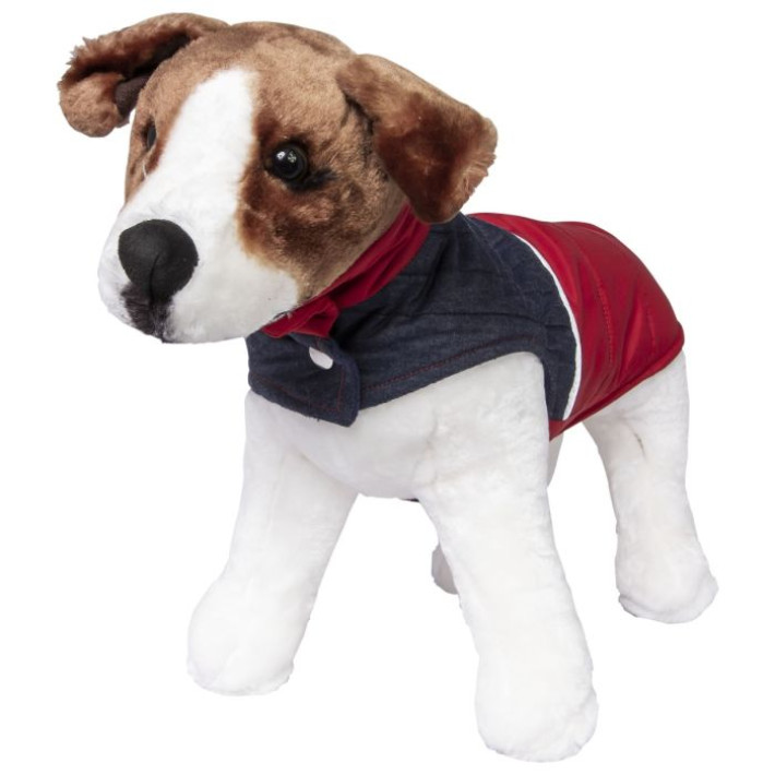 Jacheta din material textil PRIMA, pentru caini si pisici, fas rosu/denim