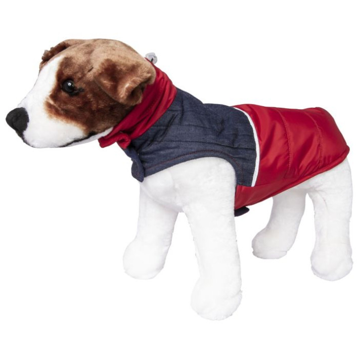 Jacheta din material textil PRIMA, pentru caini si pisici, fas rosu/denim