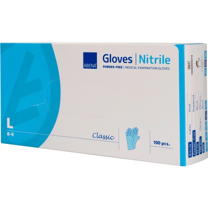 Manusi pentru examinare ABENA, nitril, albastre,nepudrate , Classic, -  100 bucati 