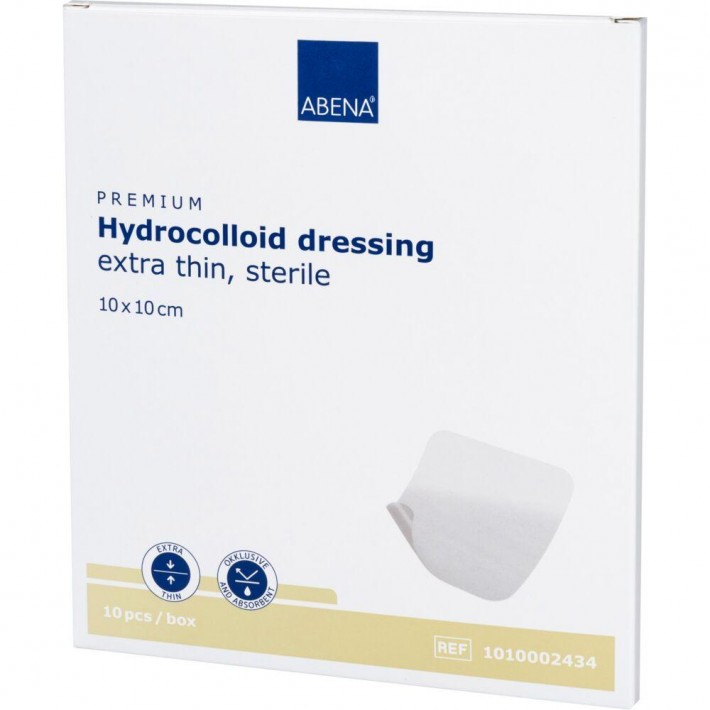 Pansament hidrocoloidal steril ABENA, 10x10 cm, foarte subtire, fara latex, de unica folosinta - 10 bucati/pachet