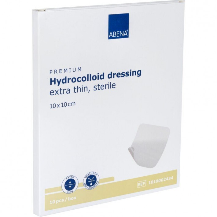 Pansament hidrocoloidal steril ABENA, 10x10 cm, foarte subtire, fara latex, de unica folosinta - 10 bucati/pachet