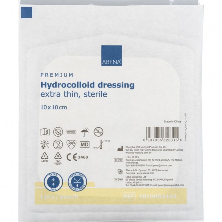 Pansament hidrocoloidal steril ABENA, 10x10 cm, foarte subtire, fara latex, de unica folosinta - 10 bucati/pachet