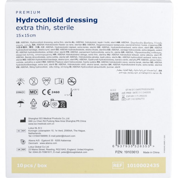 Pansament hidrocoloidal steril ABENA, 15x15cm, foarte subtire, fara latex, de unica folosinta - 10 bucati/pachet