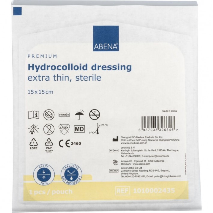 Pansament hidrocoloidal steril ABENA, 15x15cm, foarte subtire, fara latex, de unica folosinta - 10 bucati/pachet