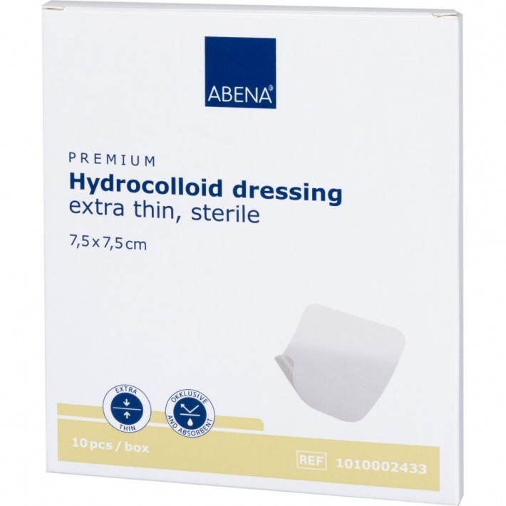 Pansament hidrocoloidal steril ABENA, 7,5x7,5cm, foarte subtire, fara latex, de unica folosinta - 10 bucati/pachet