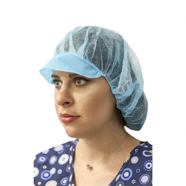 Boneta bufanta PRIMA cu cozoroc si elastic, 48cm, albastra - 100 bucati