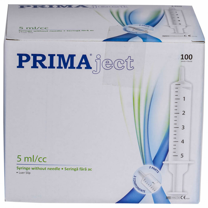 Seringi 5ml, fara ac, Luer Slip, din 2 parti - 100 bucati