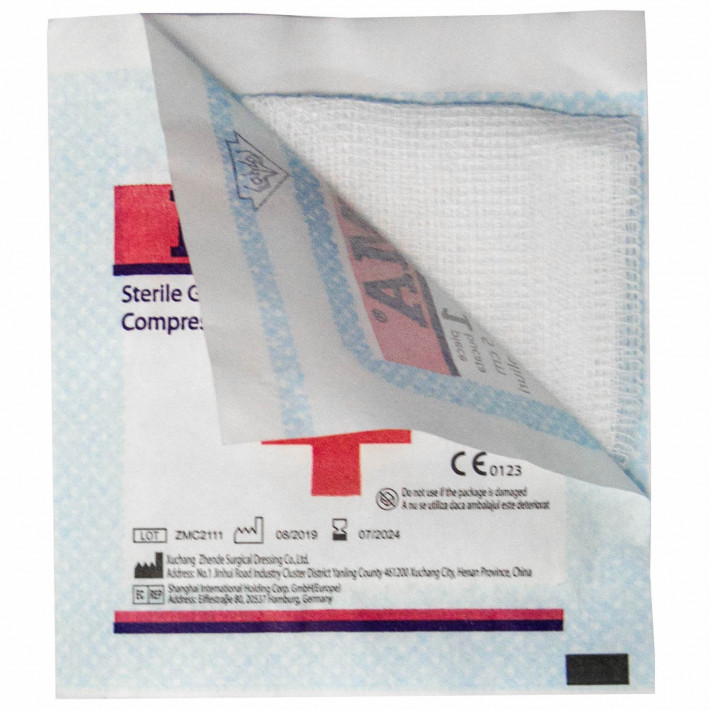 Compresa sterila din tifon PRIMA, 5x5cm, 12 straturi - 100 bucati