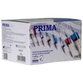Seringi pentru insulina PRIMA, ac 23G, 1 ml, 100 bucati