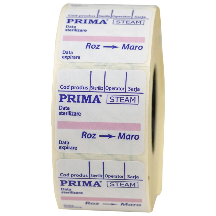 Etichete dublu adezive pentru sterilizarea cu abur 1 rola PRIMA