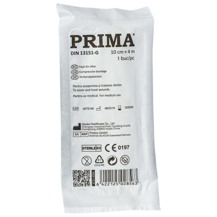 Fasa din tifon PRIMA, 10cmx4m, DIN 13151-G, sterila