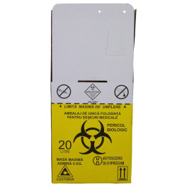 Cutie 20 litri cu sac Biohazard pentru colectarea deseurilor medicale infectioase