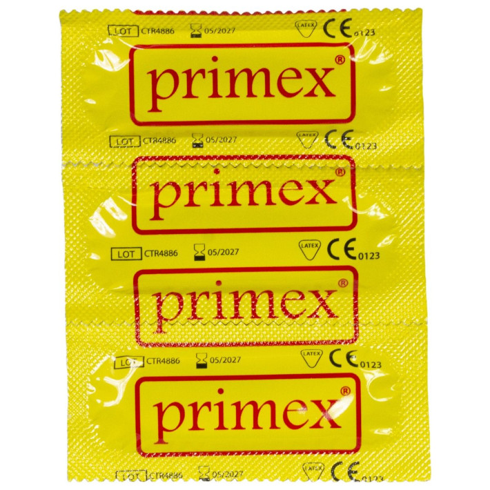 Prezervative PRIMEX, cu aroma de banane, cauciuc/latex, 3 bucati/plic