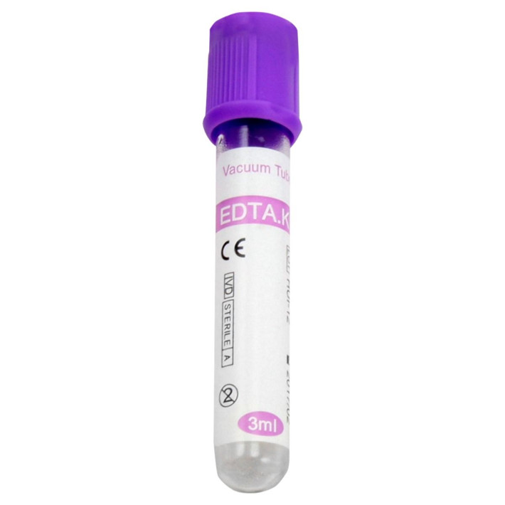 Vacutainer hematologie violet 3ml cu K3 EDTA, 100 bucati/set