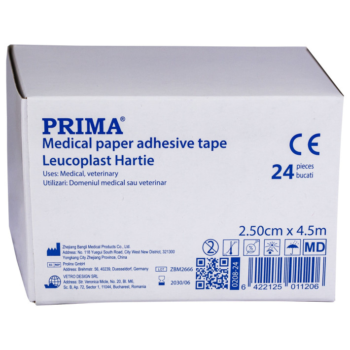 Leucoplast hartie 2,50cmx4.5m, 24 bucati/cutie, PRIMA