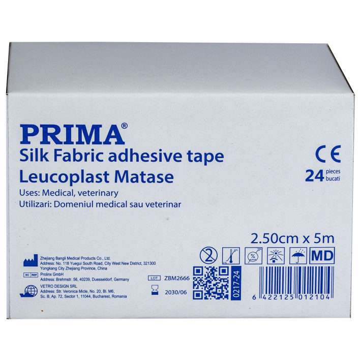 Leucoplast matase 2,5cm x 5m/rola - 24 bucati/cutie