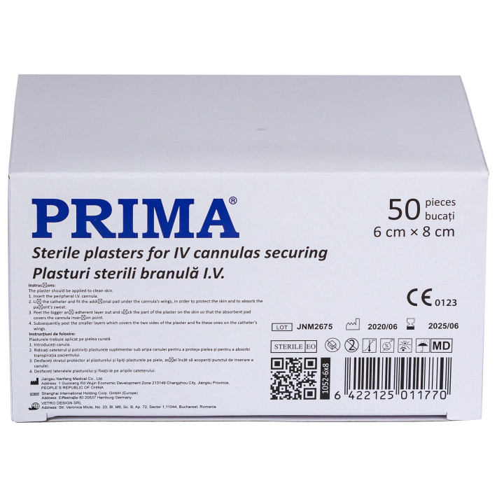 Plasturi sterili pentru branula, plastic transparent, 8x6cm, 50 bucati