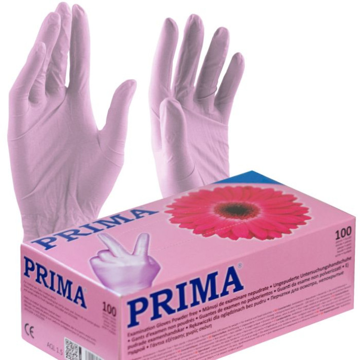 Manusi examinare PRIMA din nitril, nepudrate, roz - 100 bucati