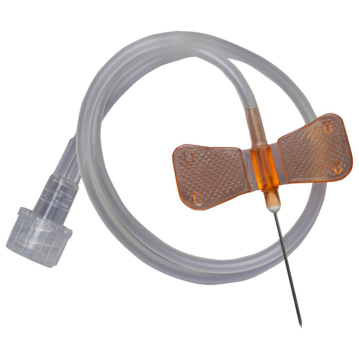 Microperfuzoare sterile (fluturasi) cu ac 25G - portocalii - 100 bucati