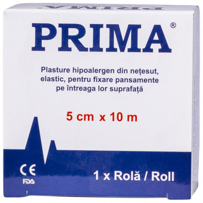 Plasture hipoalergen din netesut, elastic, pentru fixare pansamente pe intreaga lor suprafata 5cm x 10 m - 1 rola