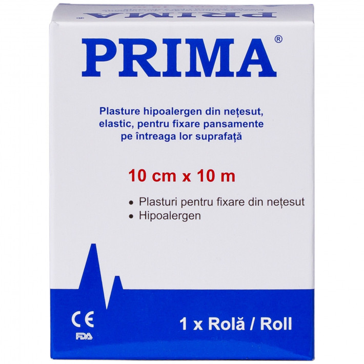 Plasture hipoalergen din netesut, elastic, pentru fixare pansamente pe intreaga lor suprafata 10cm x 10 m - 1 rola