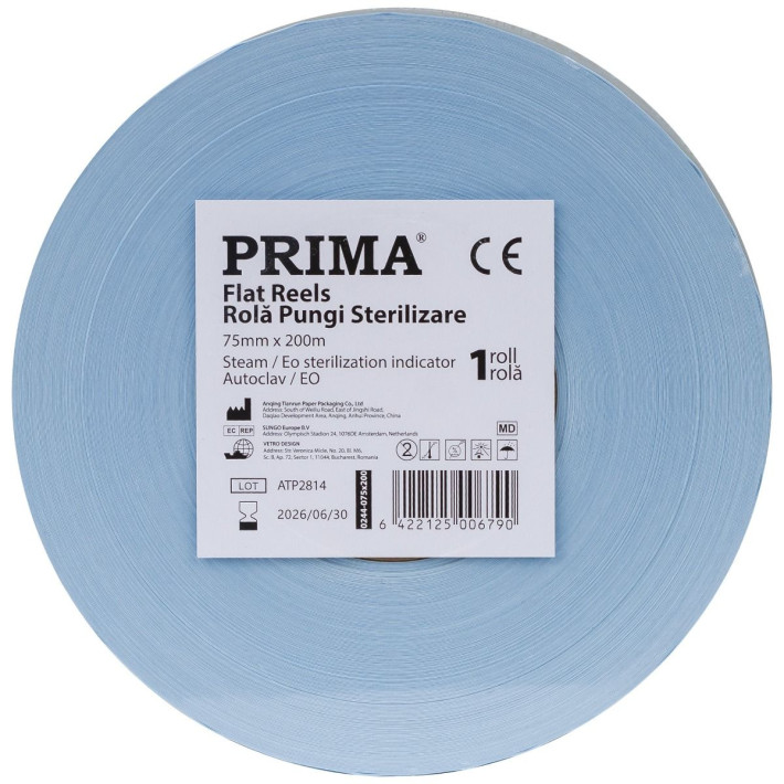 Rola de pungi pentru sterilizare PRIMA, 50mmx200m, autoclav/EO - 1 rola