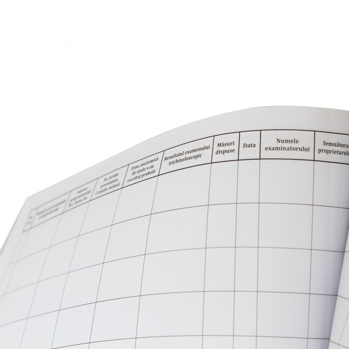 Registru pentru examen trichineloscopic, A4, 100 file