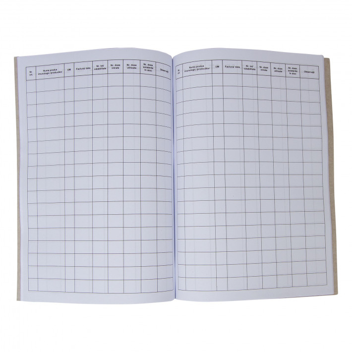 Registru pentru produse imunologice, uz veterinar, A4, 50 file