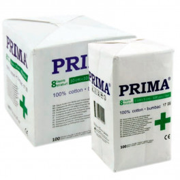 Comprese nesterile din tifon PRIMA, cu 8 pliuri, 10x10cm - 100 bucati
