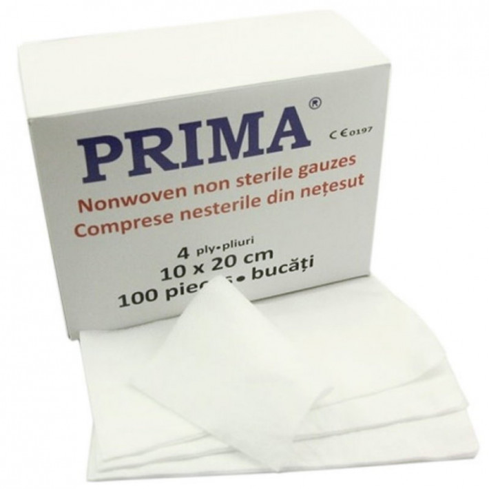 Comprese nesterile din PPSB PRIMA, pliante in 4, 20x10cm - 100 bucati