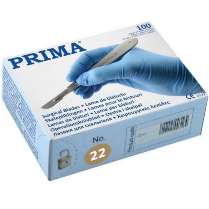 Lame bisturiu otel-carbon nr. 22 - 100 bucati
