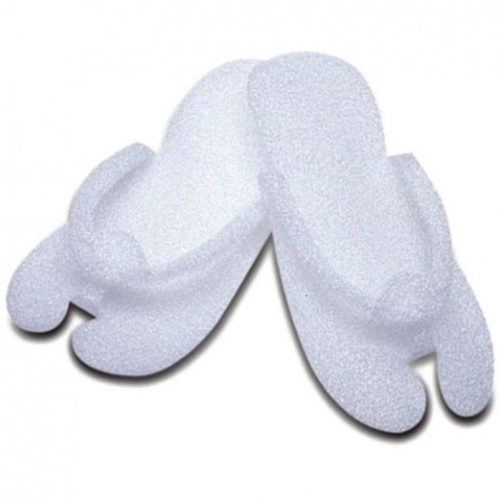 Papuci din polistiren, albi, interdeget - 25 perechi