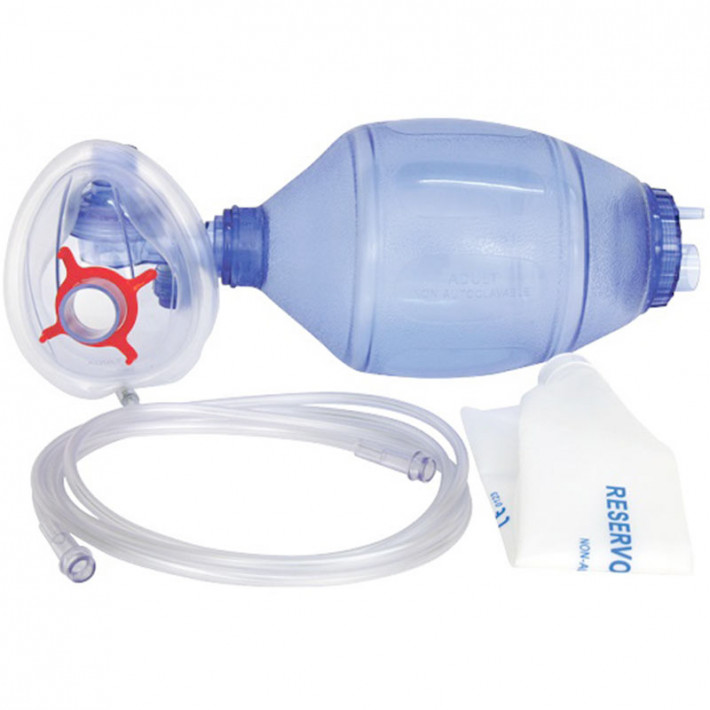 Balon de resuscitare pentru adulti, PVC, tub de oxigen 200 cm, masca nr.5, capacitate rezervor 1650 ml