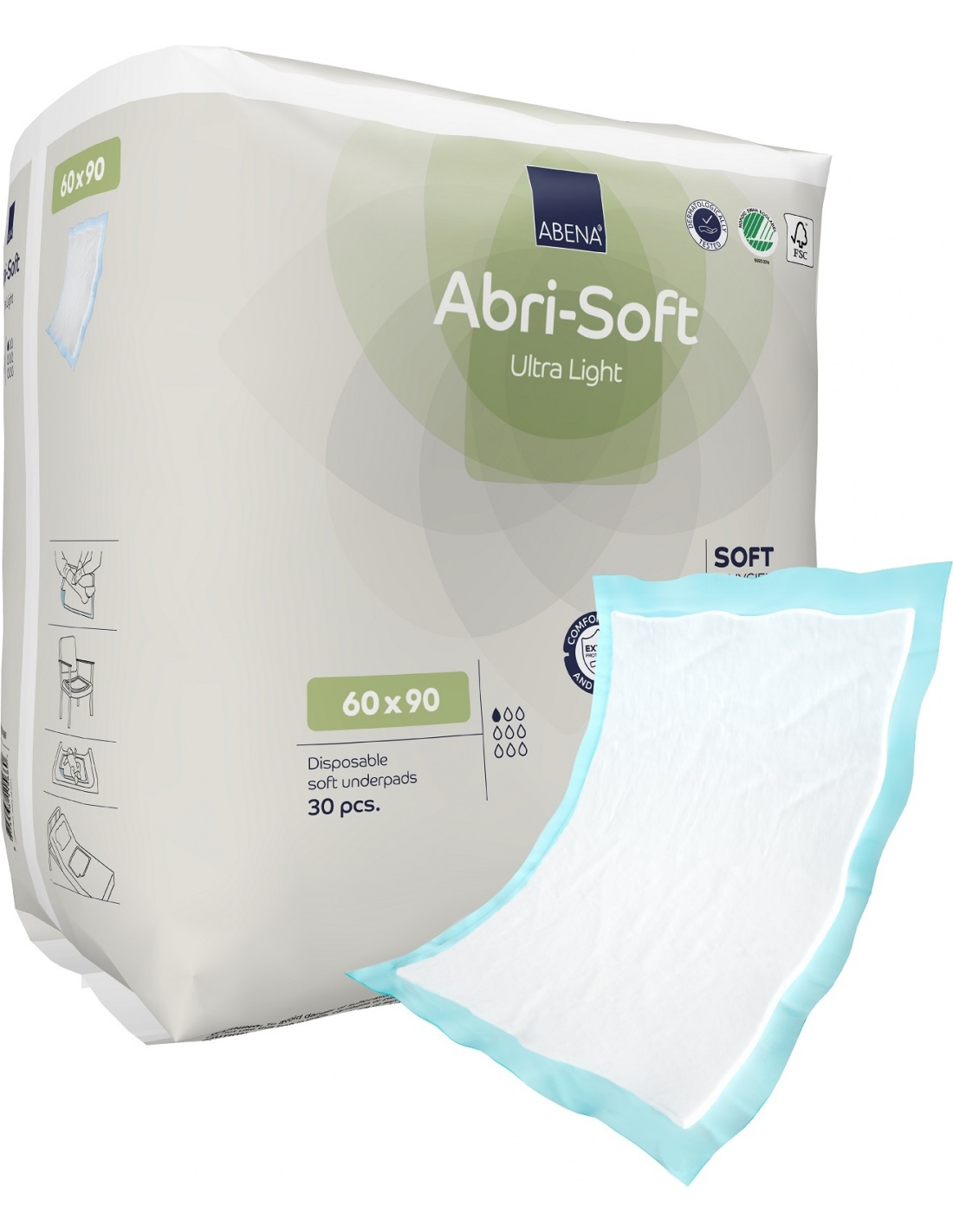 Abri Soft Ultra Light 800 ml - Aleze incontinenta 60 x 90 cm - 30 buc
