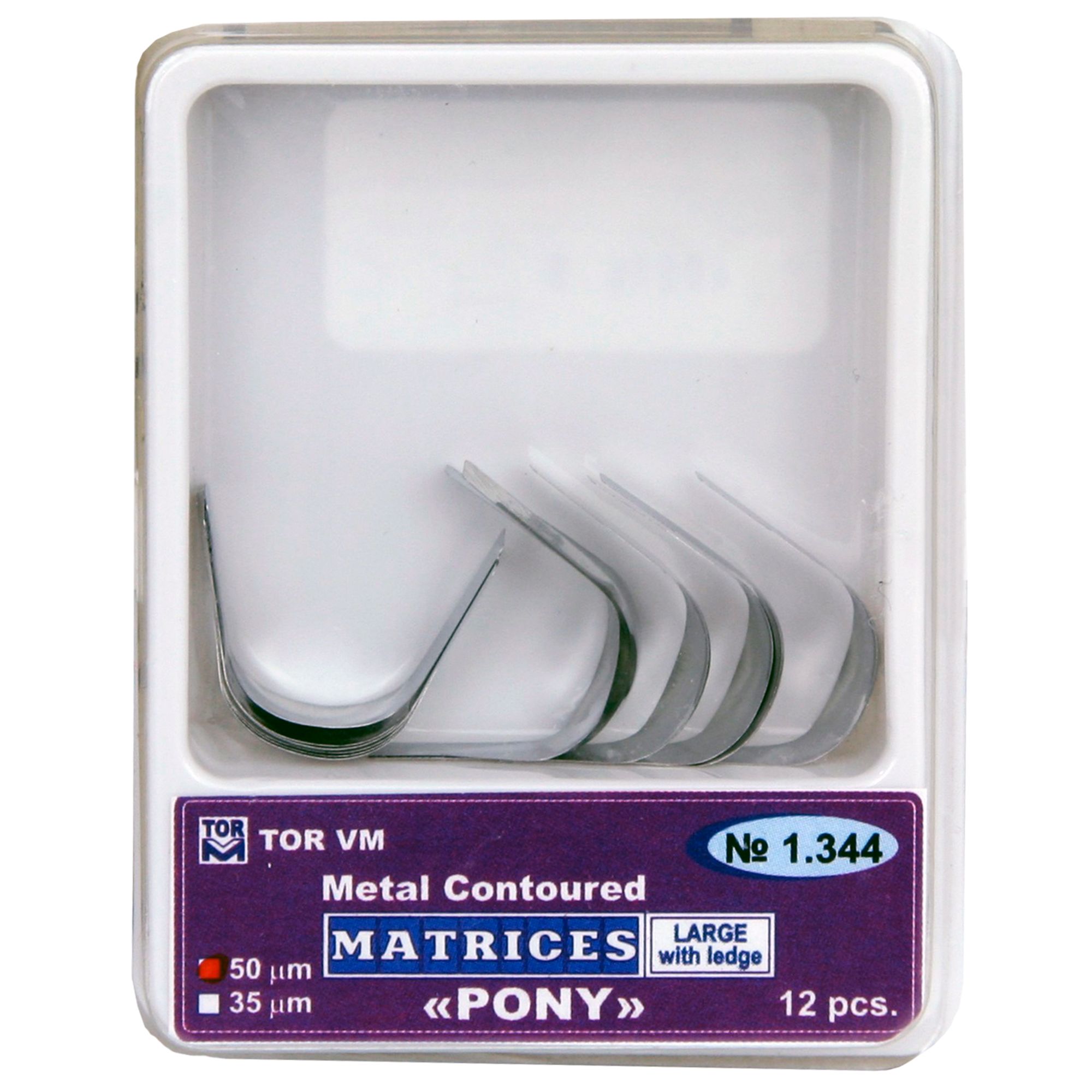Matrici dentare metalice bombate Pony din inox, marime L sau S, 12 bucati - matrici dentare metalice pentru obturatii stomatologice