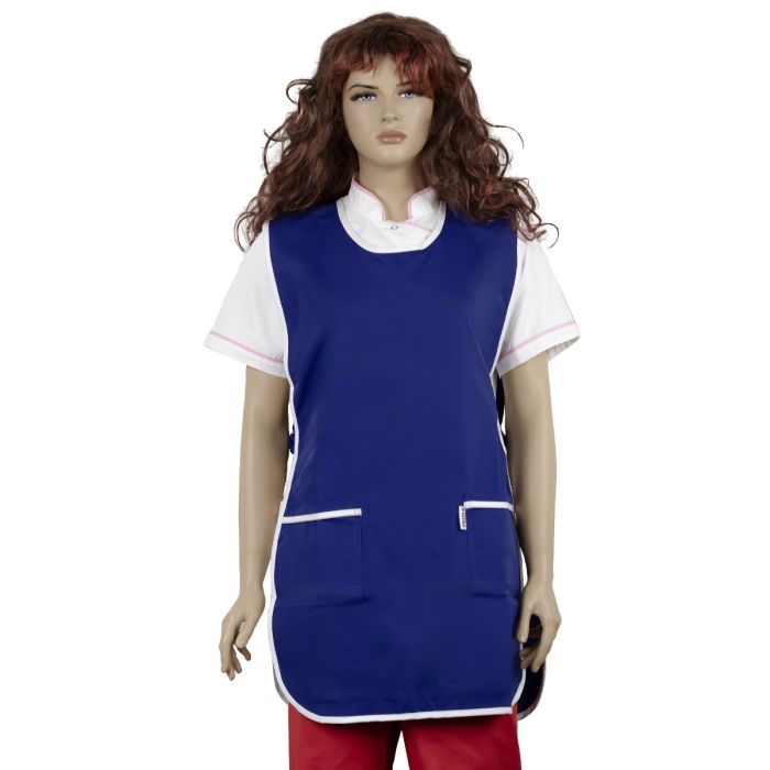 Poncho dama pentru industria alimentara Modern Clasic, 2 buzunare, talie ajustabila, albastru royal, uniforma lucru horeca si curatenie