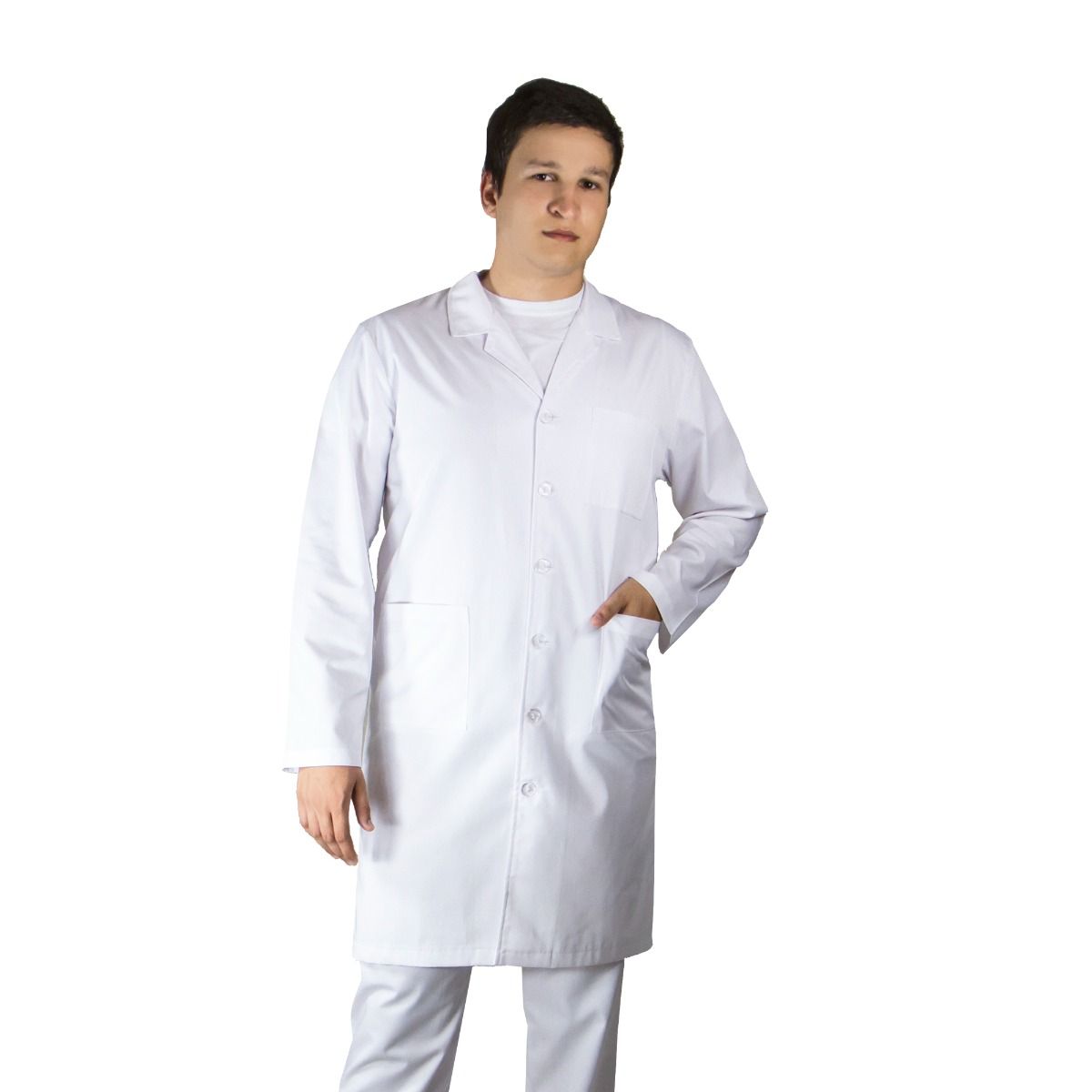 Halat lung barbati LUCA Premium alb, XS - Uniforma Medicala