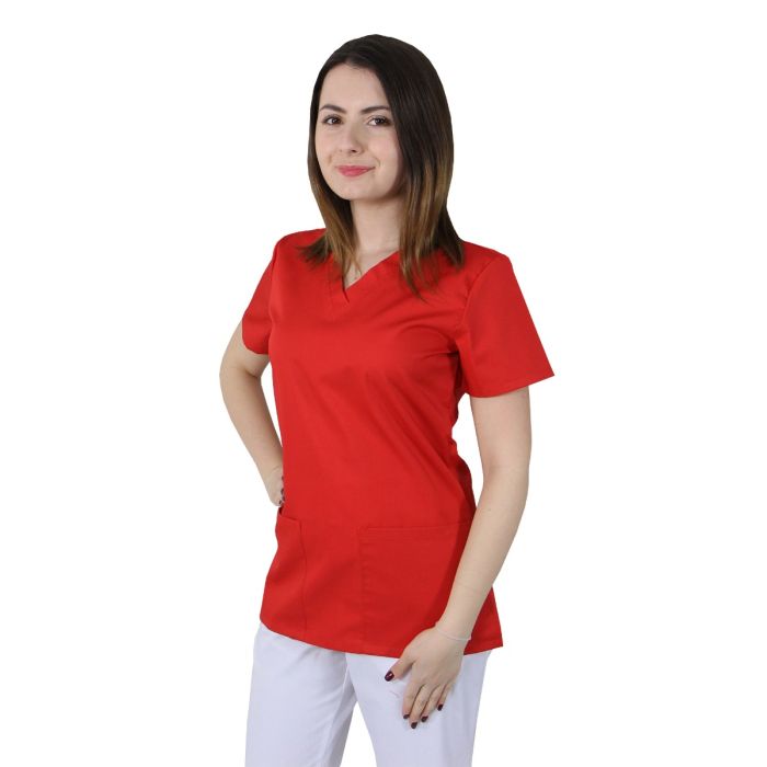 Bluza dama CLARA Premium rosie - Uniforma Medicala