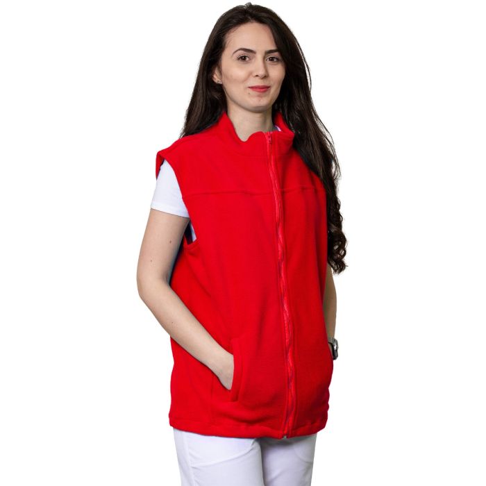 Vesta polar medicala VIO, unisex, rosu-corai