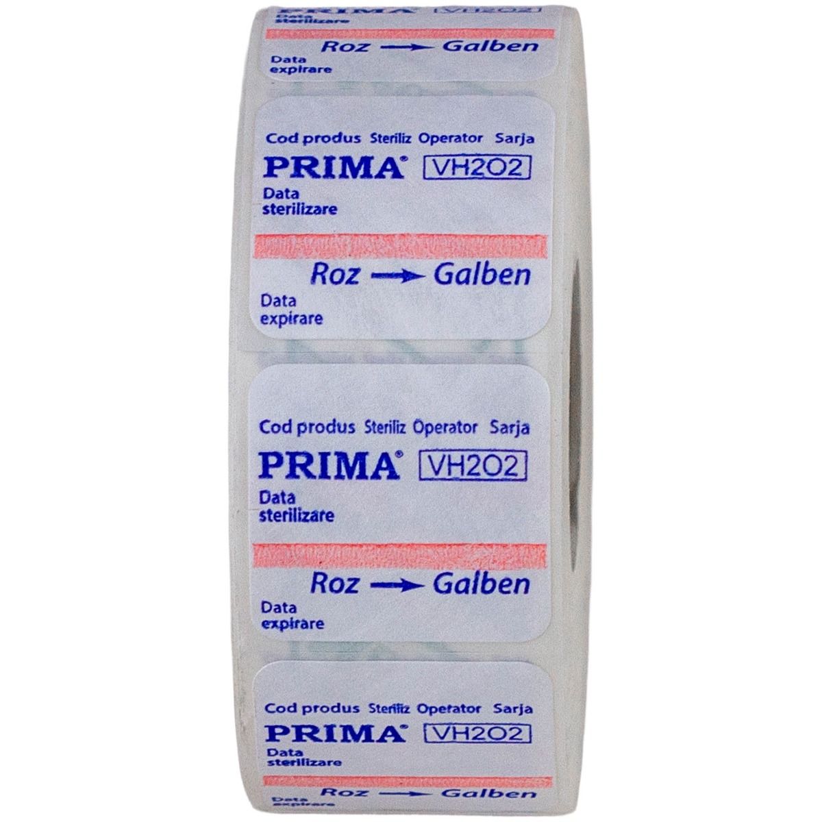 Etichete dublu adezive PRIMA cu indicator chimic pentru sterilizare cu plasma, 29 x 28 mm, 500/rola