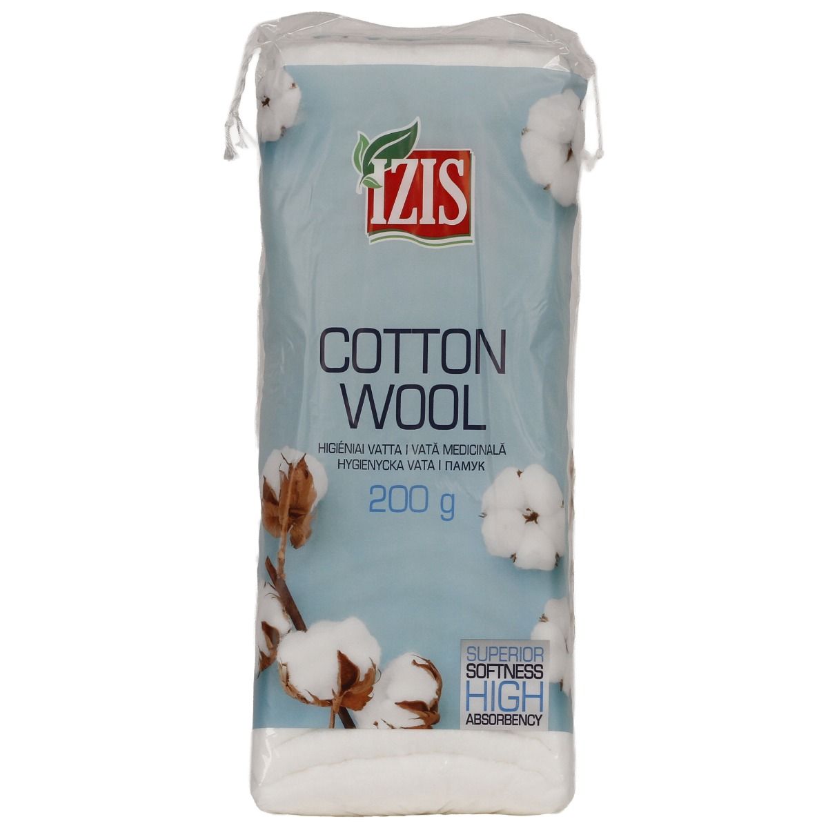 Vata medicinala hidrofila IZIS 200 g, 50% bumbac 50% vascoza, absorbtie ridicata, uz medical si personal