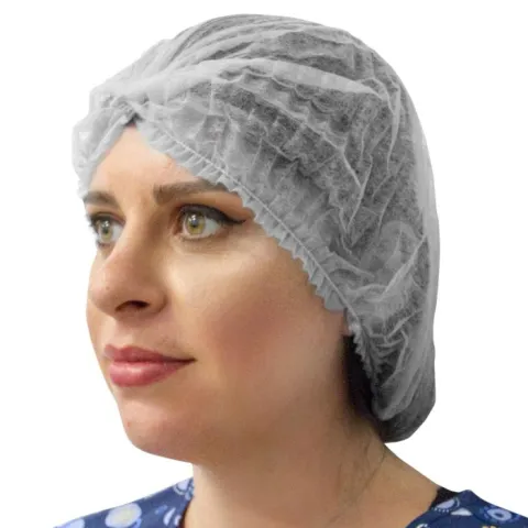 Bonete medicale chirurgicale de unica folosinta albastre/albe, PPSB de calitate, pentru farmacie si spitale, cu elastic moale, confort dama, PRIMA, 100 buc