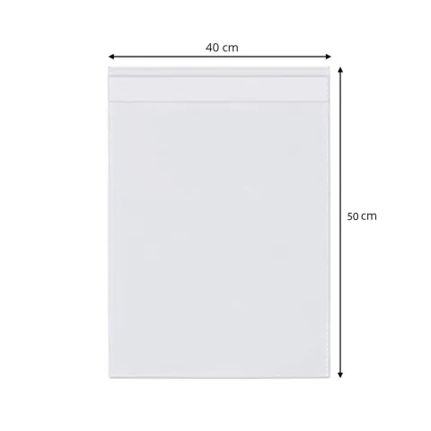 Punga BOPP transparenta cu clapeta adeziva 40x50+6 cm, cu perforatii, pentru ambalare