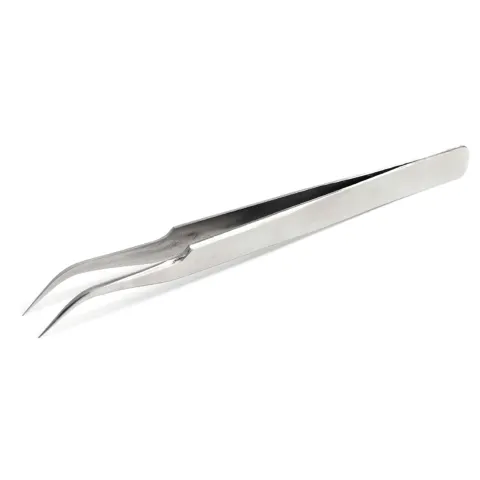 Penseta pentru aplicarea genelor false, PRIMA, inox, cu varfuri curbate, 15cm
