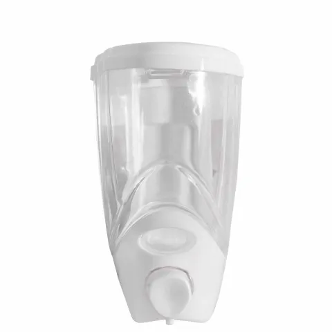 Dozator din plastic pentru dezinfectant si sapun lichid, capacitate 850 ml, montare perete, alb, LISA