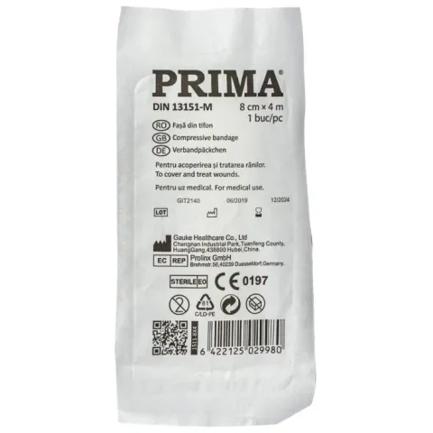 Fasa din tifon PRIMA, 8cmx4m, DIN 13151-M, sterila